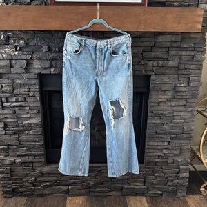 We The Free Light Blue Distressed Flare Jeans